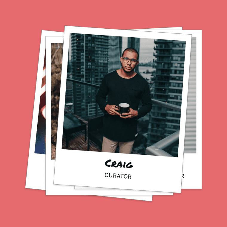 "User Experience persona - polaroid of a person. Subtitled 'Craig: Curator'"